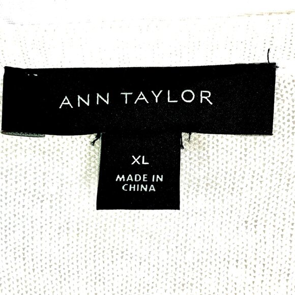 Ann Taylor Open Front Cardigan Sweater XL Linen Blend Ivory Luxury Minimalist - Picture 5 of 7